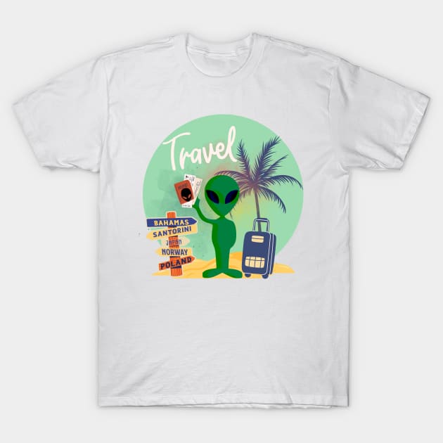 Alien travel summer design T-Shirt by Don’t Care Co